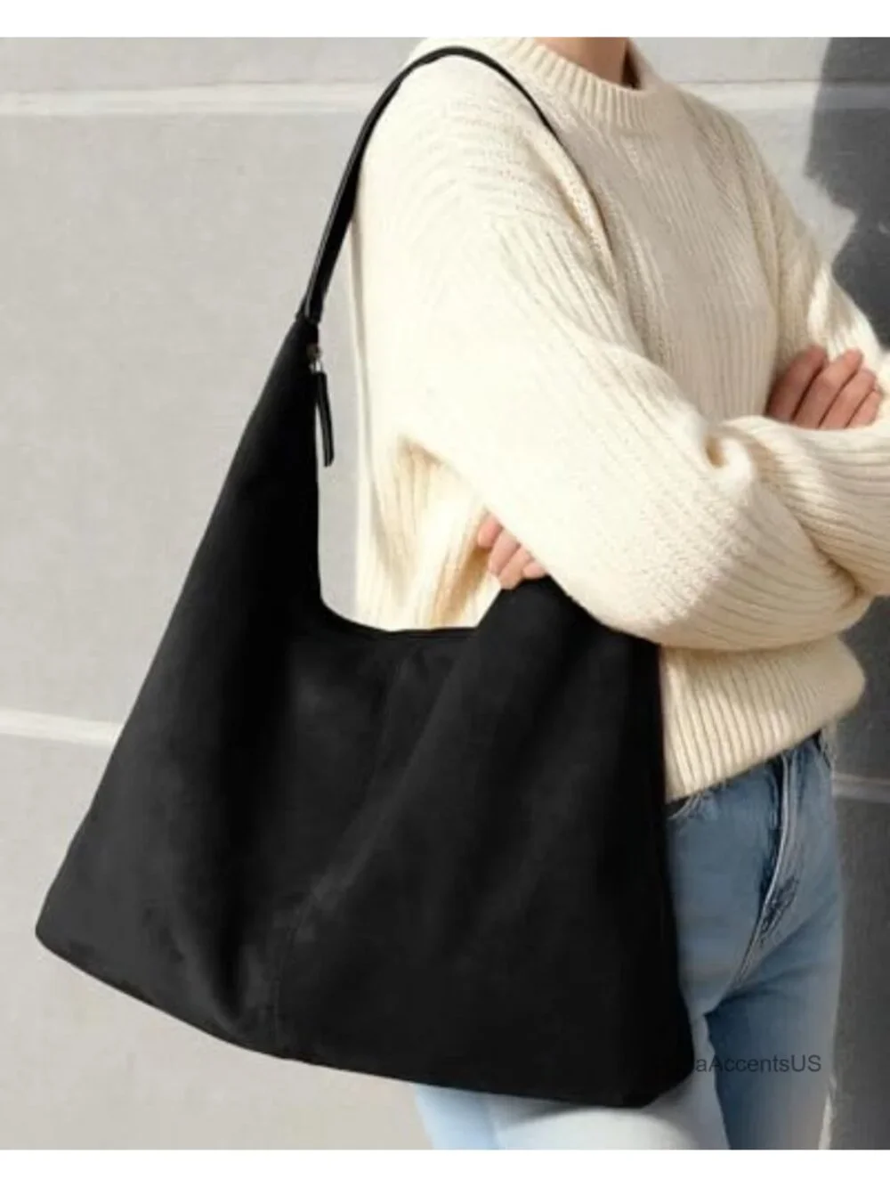 Suede Shoulder Bag for Women Slouchy Tote Satchel Crossbody Hobo Handbag